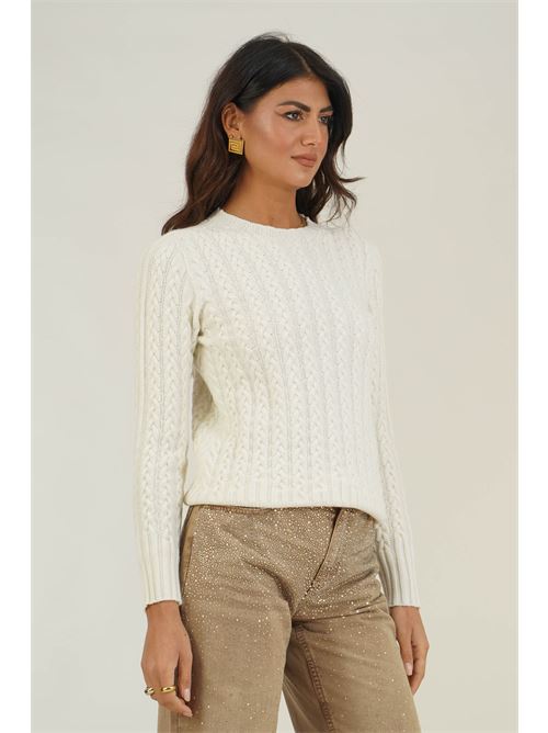 Maglia in lana merino con trecce Valeria Ghittori | 1268BIANCO